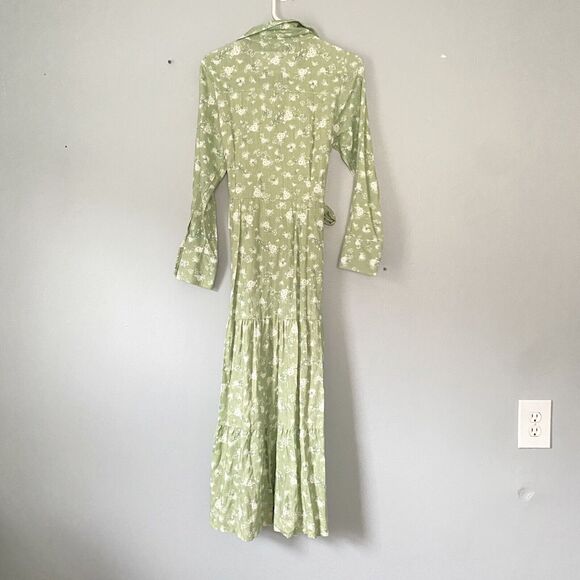 Kelli Heppner Collection Dress Size Large The Floral Print Midi Absinth Green - Picture 4 of 10